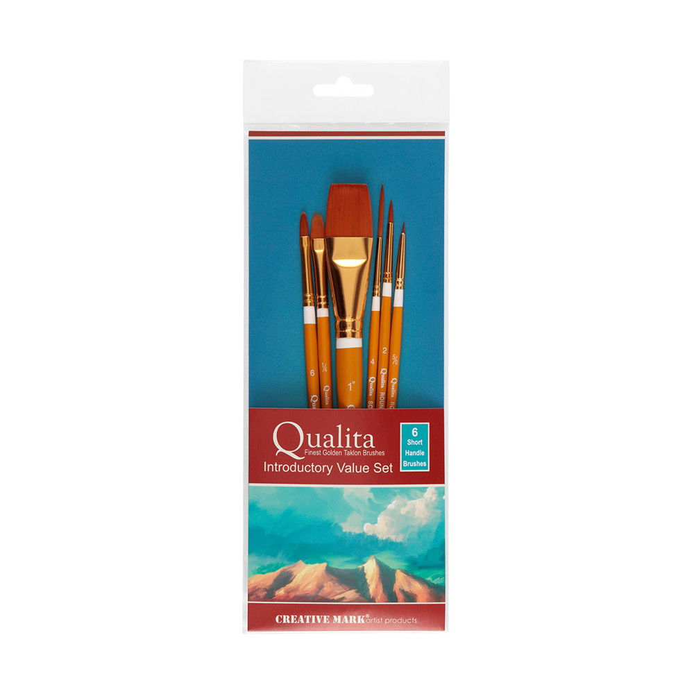 Qualita Golden Taklon Short Handle Brush Sets