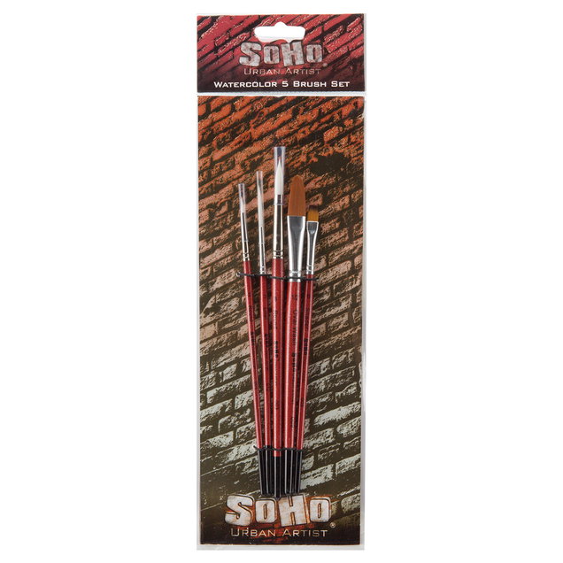 SoHo Urban Artist Set of 5 Short Handle Watercolor Brushes - (88849) SoHo Urban Artist Set of 5 Short Handle Watercolor Brushes - (88849)