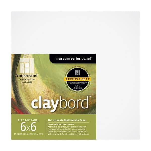 Ampersand Claybord Smooth 1/8" Flat Panel 6"x6" Pack of 4 - (66049) Ampersand Claybord Smooth 1/8" Flat Panel 6"x6" Pack of 4 - (66049)