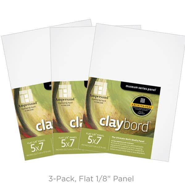 Ampersand Claybord Smooth 1/8" Flat Panel 5"x7" Pack of 3 - (63376)