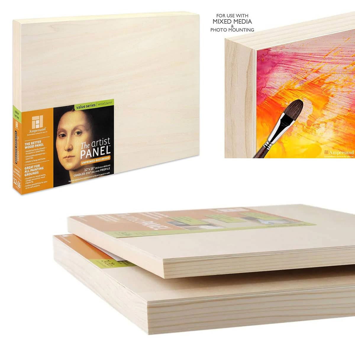 Ampersand Unprimed Cradled Artist Panels