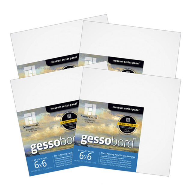Ampersand Gessobord 1/8 inch Flat Panel 6x6 inch Pack of 4 Ampersand Gessobord 1/8 inch Flat Panel 6x6 inch Pack of 4