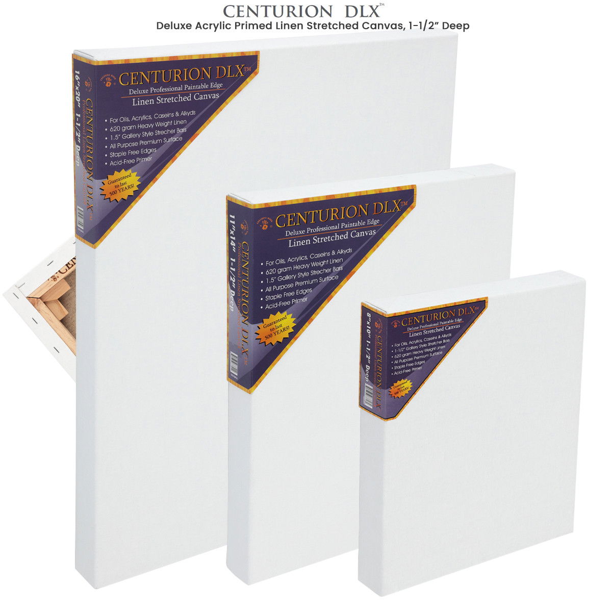 Centurion DLX Triple Acrylic Primed Linen 1-1/2 inch Deep Stretched Canvas