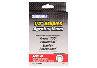 Surebonder Heavy Duty No. 4 Staples 1/2" Boxof 1250 - (60948)