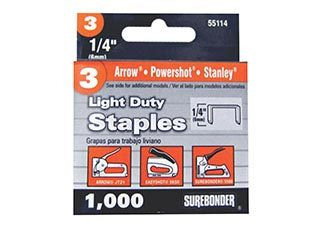 Surebonder Light Duty No. 3 Staples 1/4" Boxof 1000 - (200005813)