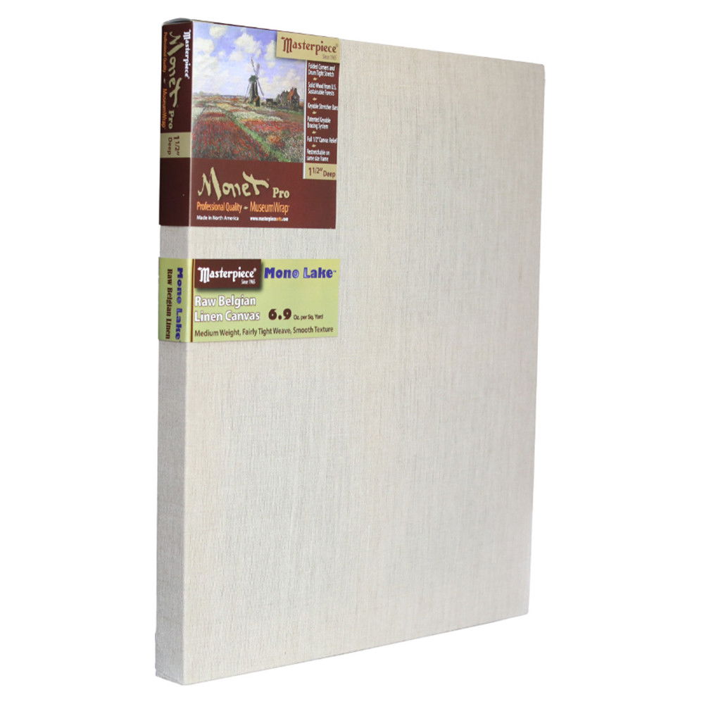 Masterpiece Monet Pro Mono Lake Raw Linen 1-1/2 in. Deep Stretched Canvas