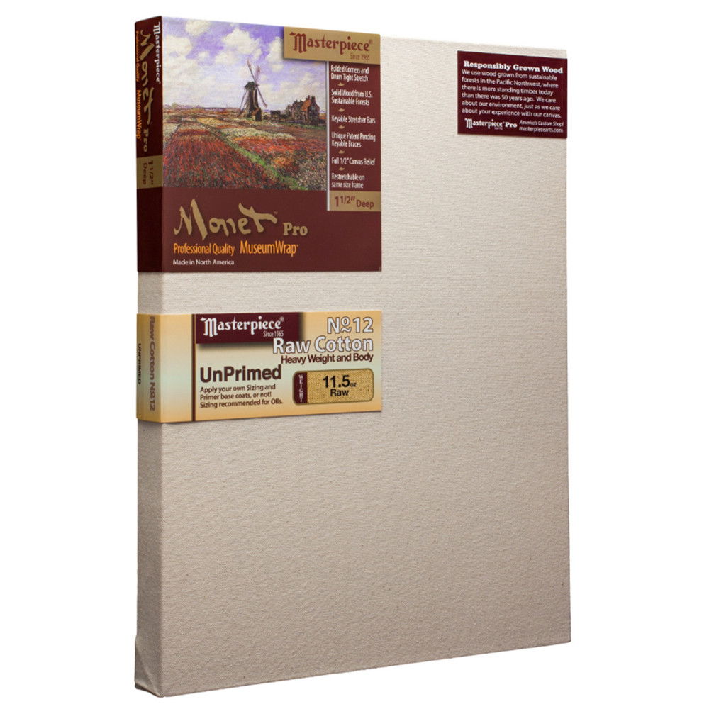 Masterpiece Monet Pro No. 12 Raw Cotton 1-1/2 in. Deep Stretched Canvas
