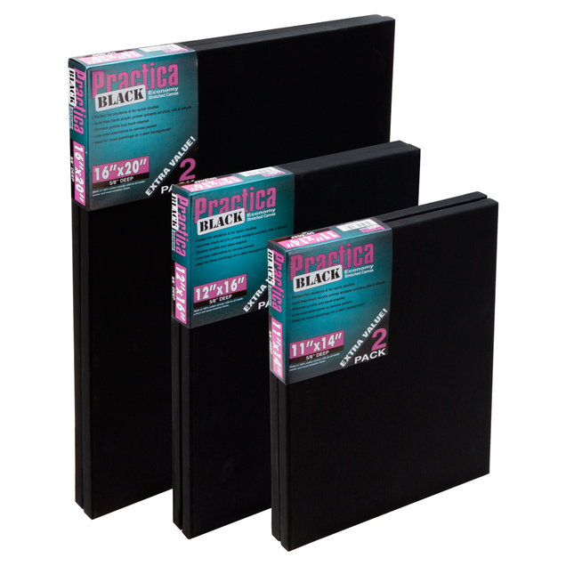 Practica 5/8" Deep Black Economy Stretched Canvas 2-Pack Practica 5/8" Deep Black Economy Stretched Canvas 2-Pack