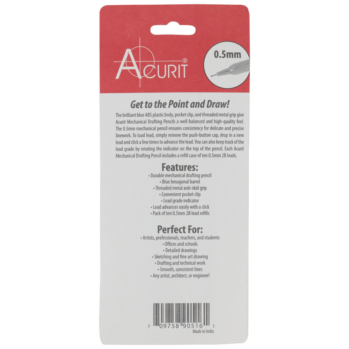 Acurit 0.5mm Lead Pencil & 10 Lead Refills - (90516)