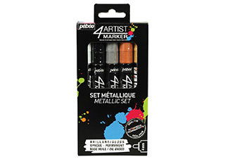 4Artist Markers Set of 5 Metallic Colors - Broad Bullet Nib