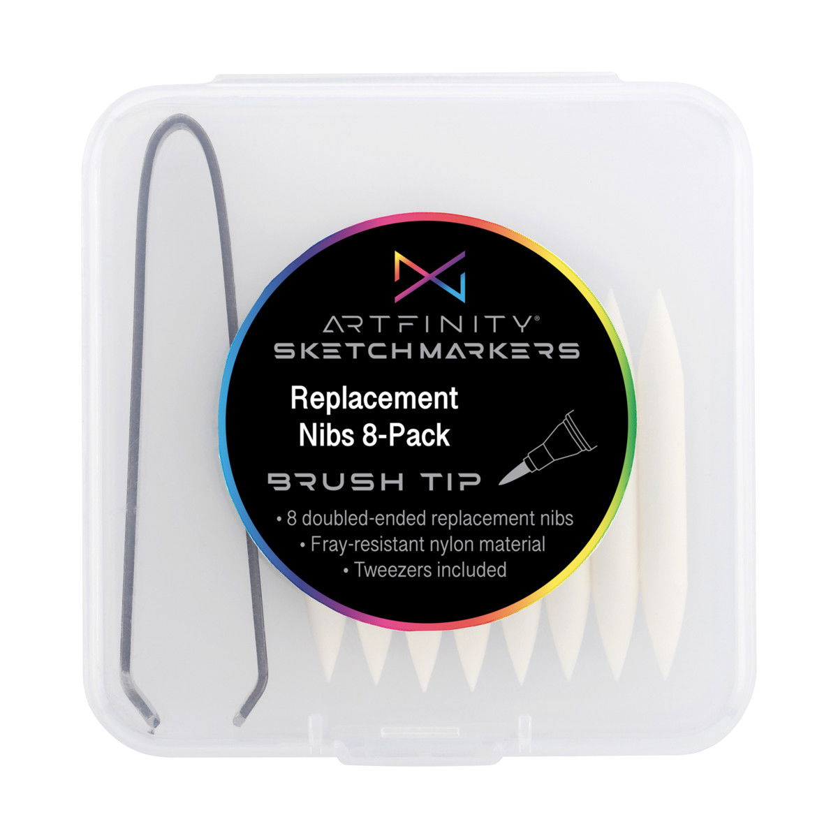 Artfinity Sketch Marker Brush Replacment Nibs 8 Pack + Tweezers - (91866)