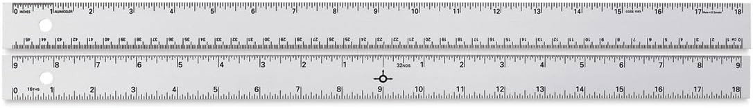 Alumicolor 18" Aluminum Straight Edge Ruler with Center Finding Back - (100043118)
