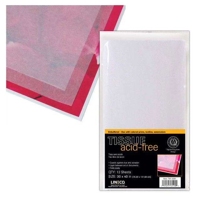 Lineco Acid-Free Unbuffered Tissue Paper 30"x40" Pack of 12 Sheets - (47270) Lineco Acid-Free Unbuffered Tissue Paper 30"x40" Pack of 12 Sheets - (47270)