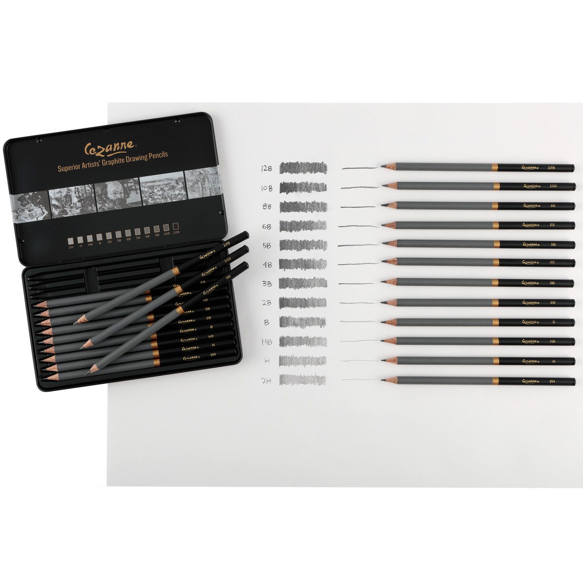 Creative Mark Cezanne Graphite Pencil Tin 12 Assorted Grades Set - (89717)