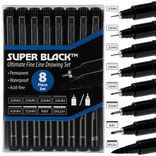 Creative Mark Set of 8 Super Black Permanent Fineliners - (89724) Creative Mark Set of 8 Super Black Permanent Fineliners - (89724)