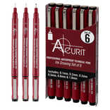 Acurit Waterproof Ink Drawing Technical Pen Set of 6 Acurit Waterproof Ink Drawing Technical Pen Set of 6