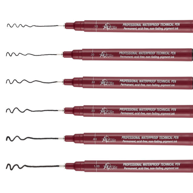 Acurit Waterproof Ink Drawing Technical Pen Set of 6 Acurit Waterproof Ink Drawing Technical Pen Set of 6