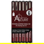 Acurit Waterproof Ink Drawing Technical Pen Set of 6 - (90573)