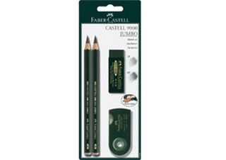 Faber-Castell 9000 Jumbo Graphite Pencil 2pk with Sharpener and Eraser