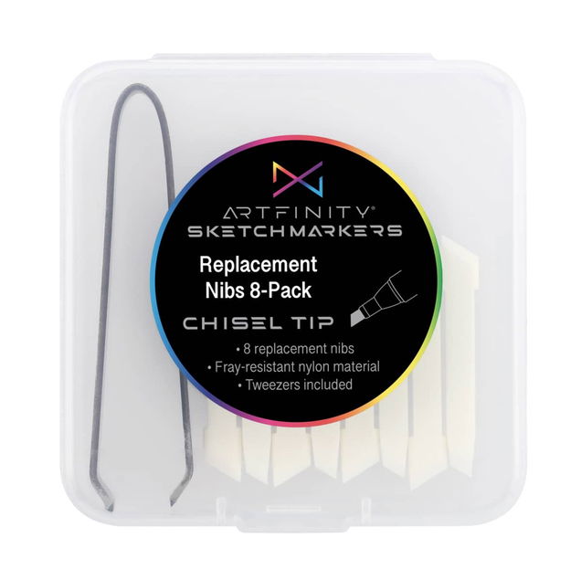 Artfinity Sketch Marker Chisel Replacment Nibs 8 Pack + Tweezers - (91867) Artfinity Sketch Marker Chisel Replacment Nibs 8 Pack + Tweezers - (91867)