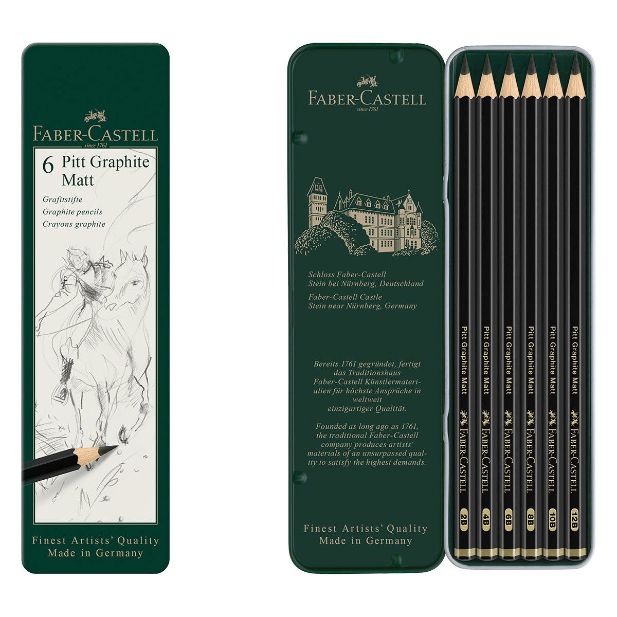 Faber-Castell Pitt Matt Graphite Pencil Tin Set of 6