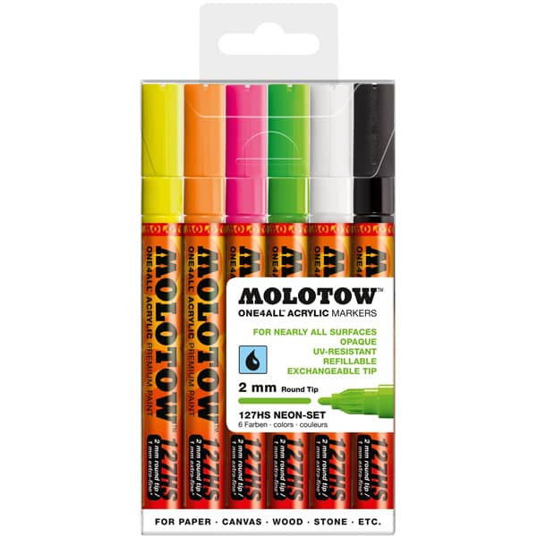 Molotow One4All Marker 2mm Neon Colors Set of 6 - (200028416)