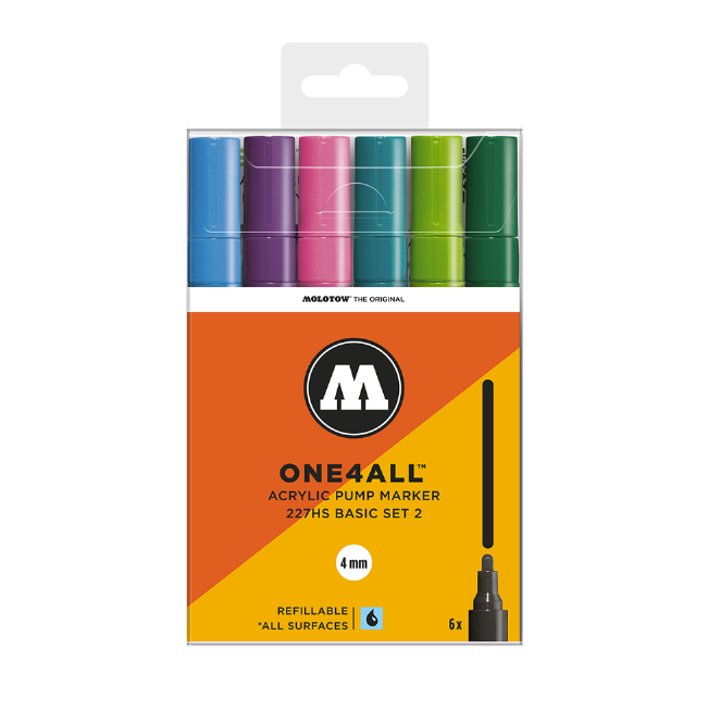 Molotow One4All Marker 4 mm 227 Hs Basic No.1 Set of 6 - (200041293)