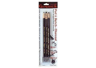 General Pencil Peel & Sketch Charcoal Pencil with Eraser Set of 3 - (200045349)