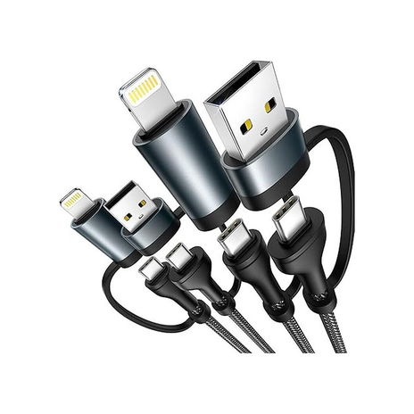 Charge Worx - 4 in 1 Fast Charging Cable 60W 6FT, Black
