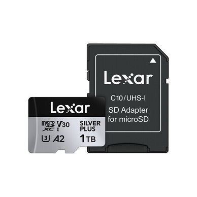 Lexar - 1TB Professional SILVER PLUS UHS-I microSDXC Memory Card with SD Adapter