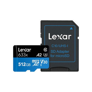 Lexar - 512GB High-Performance 633x UHS-I microSDXC Memory Card with SD Adapter