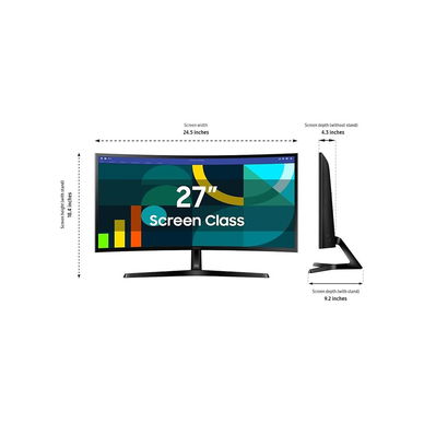 Samsung - 27" Essential S3 S36GD Series FHD 1800R Curved Computer Monitor, 100Hz