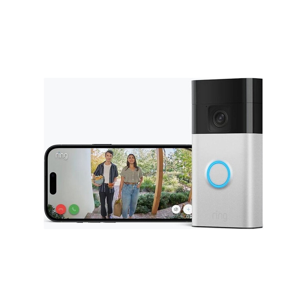 Ring - Battery Powered Video Doorbell, Two Way Talk - Silver