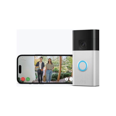 Ring - Battery Powered Video Doorbell, Two Way Talk - Silver