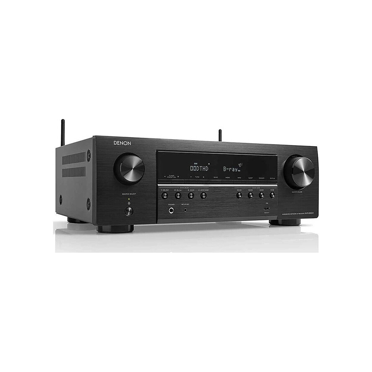 Denon - 5.2-Channel AVR, Dolby Surround Sound, 6 HDMI Inputs and 1 Output, 8K HDMI, Bluetooth, WiFi, AirPlay 2, HEOS Multiroom, Alexa Compatible