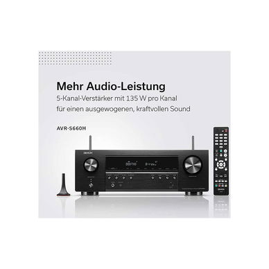 Denon - 5.2-Channel AVR, Dolby Surround Sound, 6 HDMI Inputs and 1 Output, 8K HDMI, Bluetooth, WiFi, AirPlay 2, HEOS Multiroom, Alexa Compatible