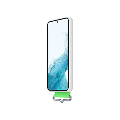 Samsung - Galaxy S22 Silicone Cover Case with Strap, White