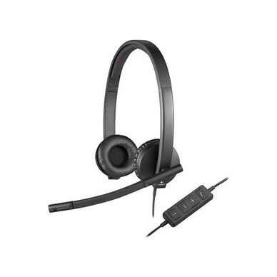 Logitech - H570e Wired USB Stereo Headset, Black