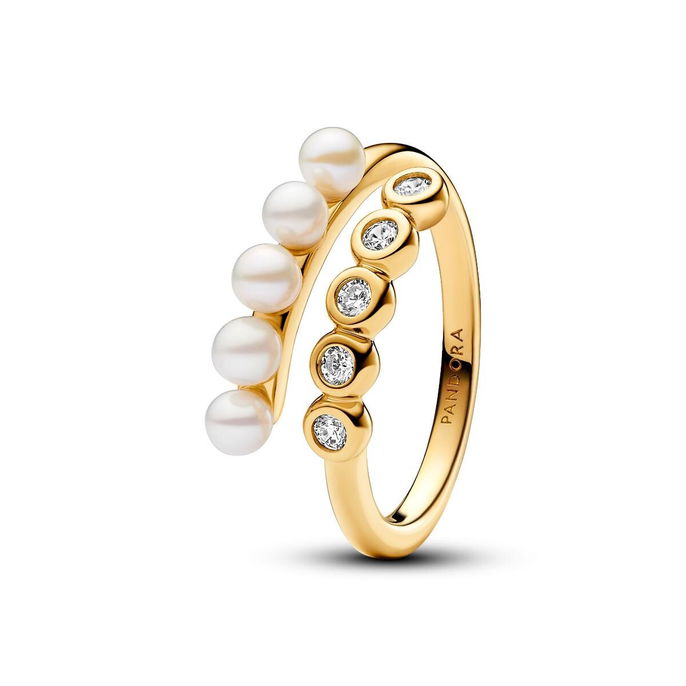 Treated Freshwater Cultured Pearls & Stones Open Ring Treated Freshwater Cultured Pearls & Stones Open Ring