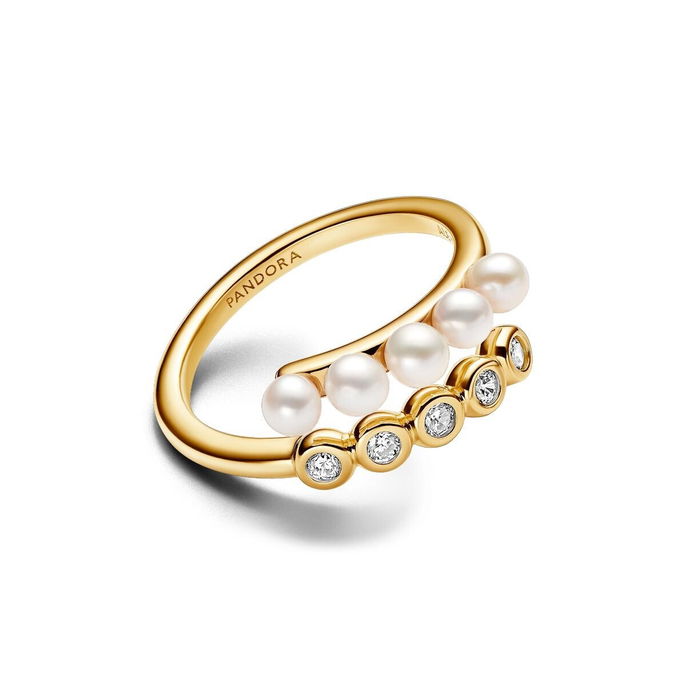 Treated Freshwater Cultured Pearls & Stones Open Ring Treated Freshwater Cultured Pearls & Stones Open Ring