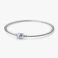 Silver Bangle With Clear And Fancy Blue Silver Bangle With Clear And Fancy Blue