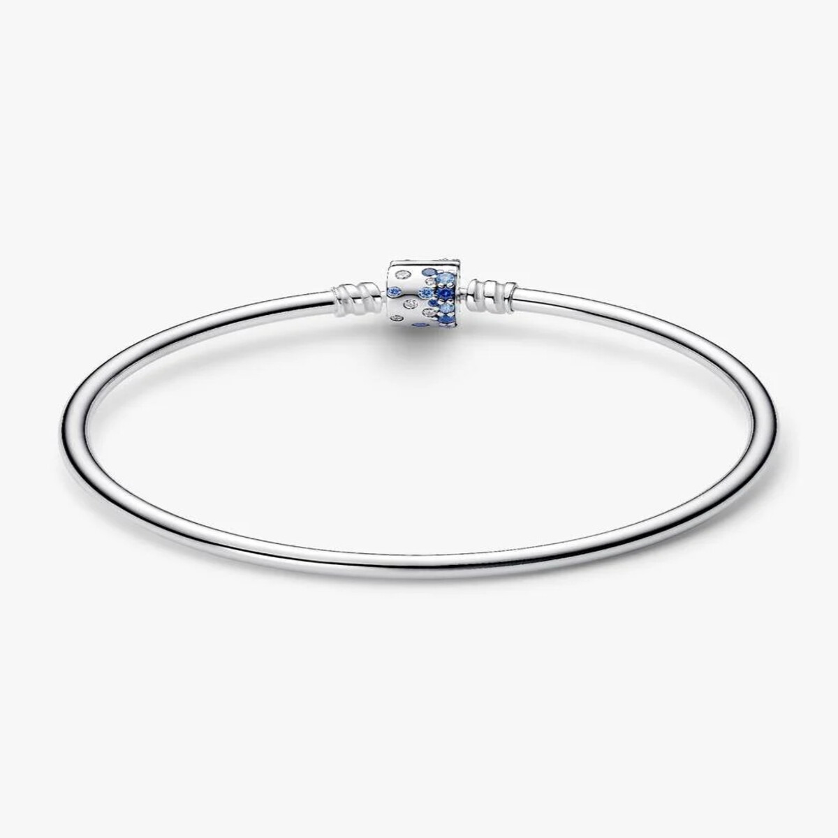 Silver Bangle With Clear And Fancy Blue