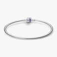 Silver Bangle With Clear And Fancy Blue Silver Bangle With Clear And Fancy Blue