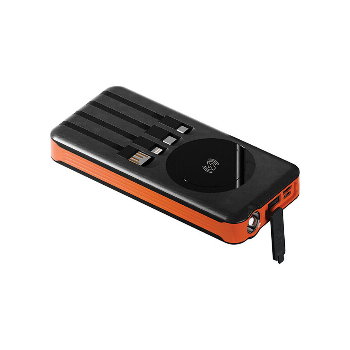 ChargeWorx - Solar Power Bank with Wireless Charging and Built-In Cables 16,000 mAh