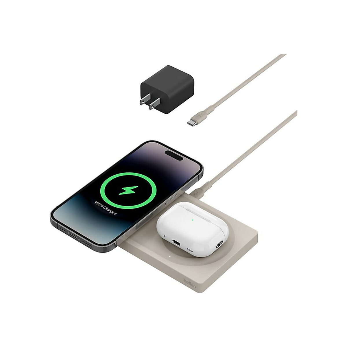 Belkin - BoostCharge Pro 2-in-1 Wireless Charging Pad with Official MagSafe Charging 15W