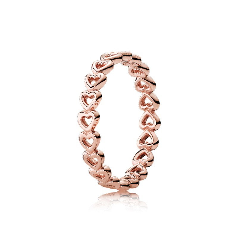 Band Of Hearts Ring 14K Rose Gold Plating