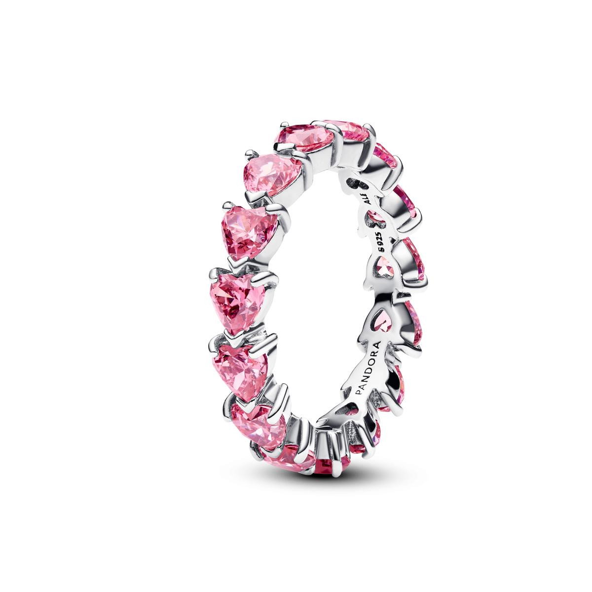 Band Of Pink Hearts Ring