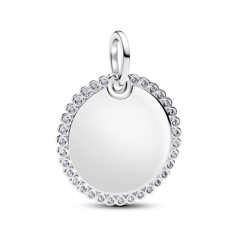 En Round Sterling Silver Pendt W Clr Cub