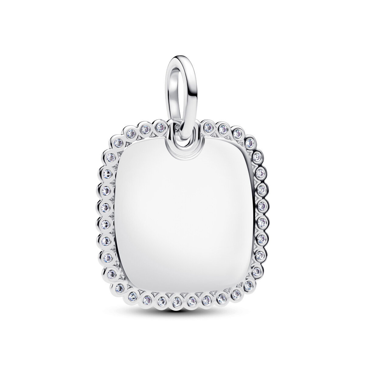 En Square Sterling Silver Pendt W Clr Cb