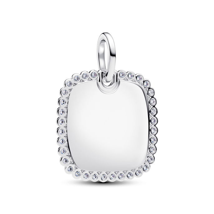 En Square Sterling Silver Pendt W Clr Cb